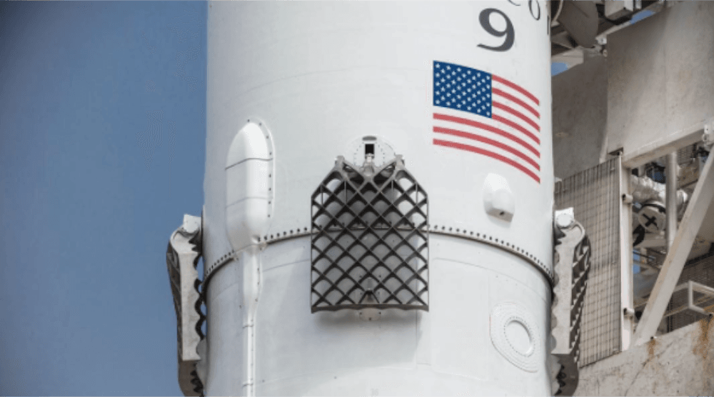 Hypersonic grid fins attached to the Falcon 9