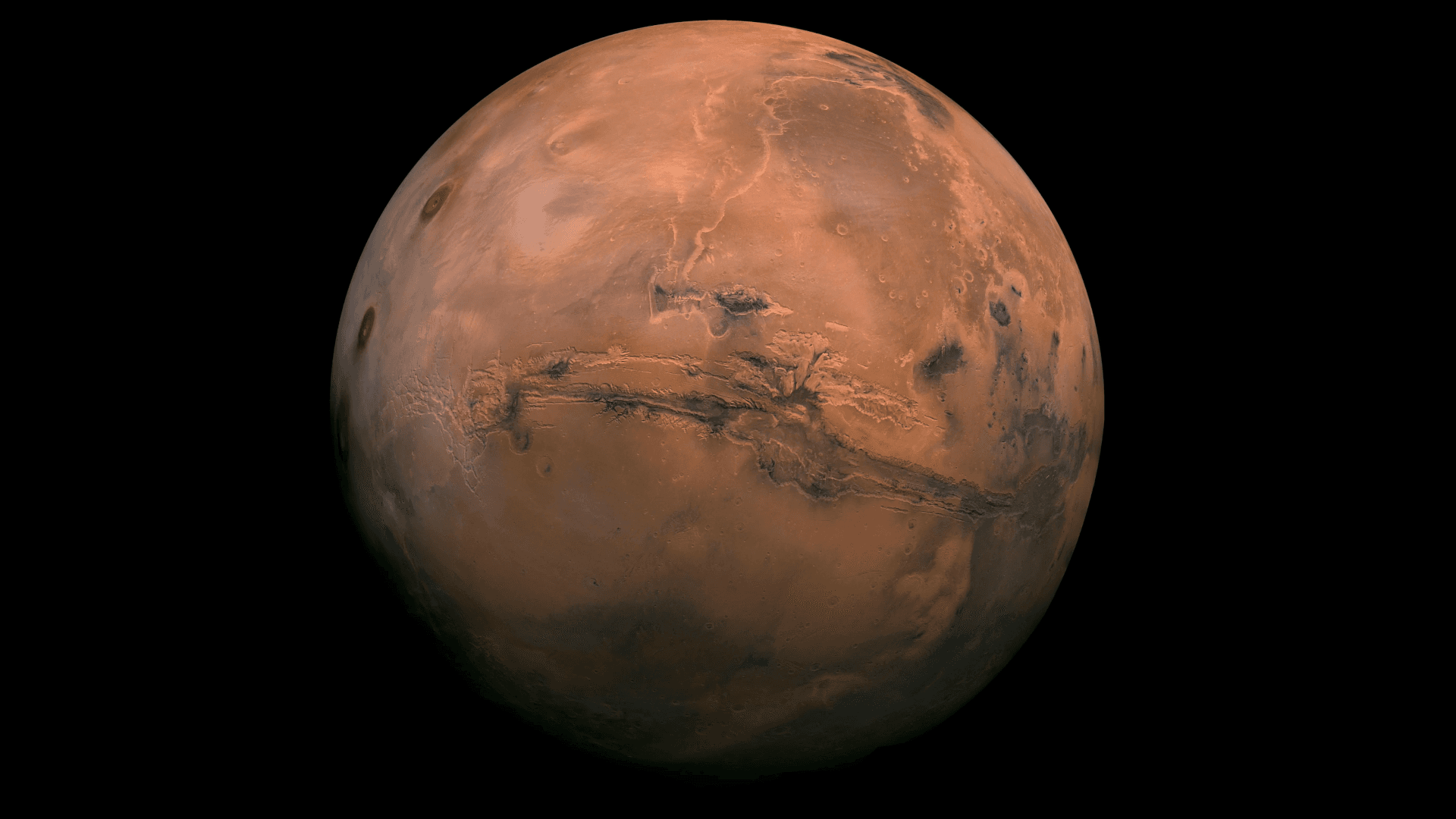 A mosaic of the Valles Marineris hemisphere of Mars