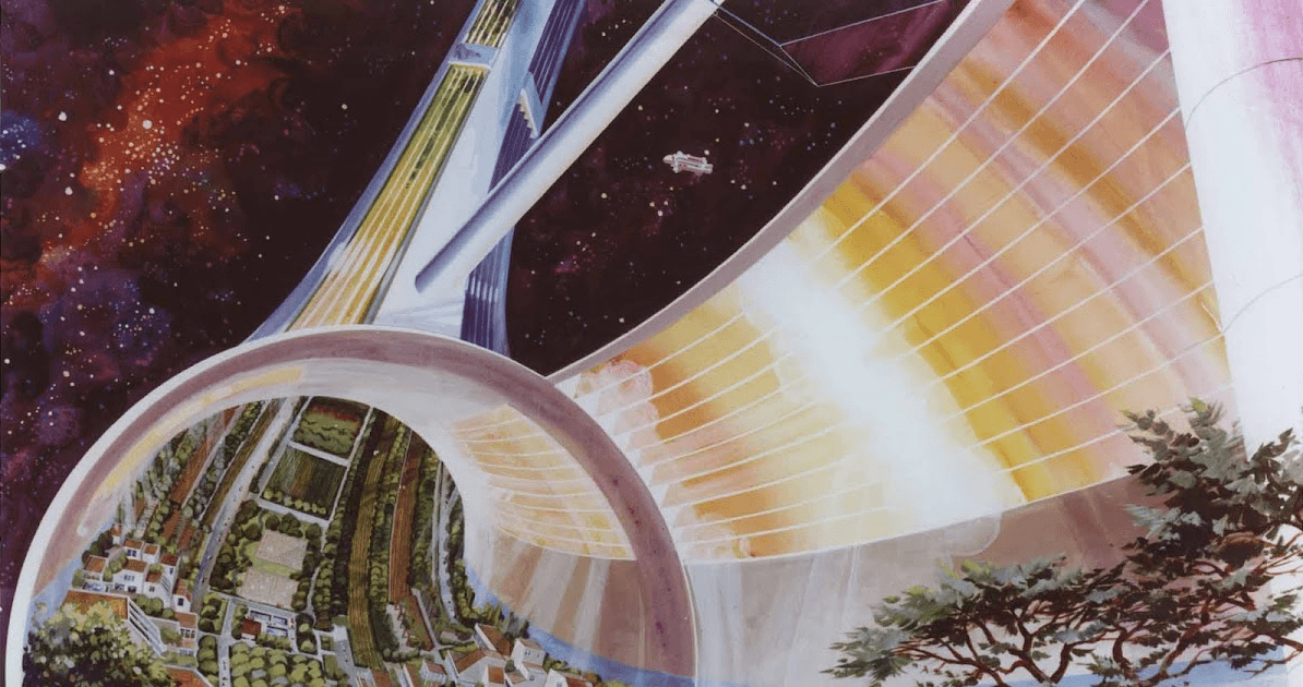 A concept art of a Stanford Torus by Rick Guidice